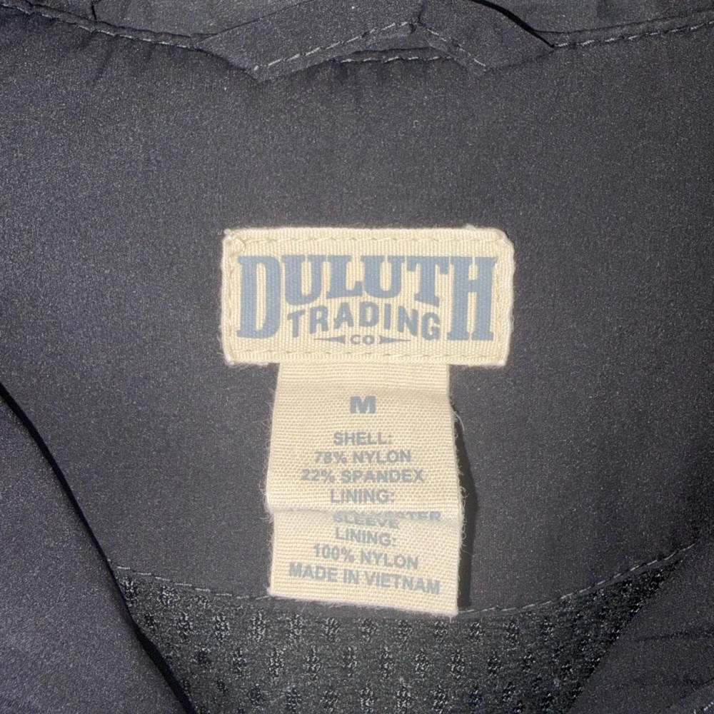 Duluth Trading Co Womens Black Hooded Mesh Lined Full Zip Windbreaker Jacket M